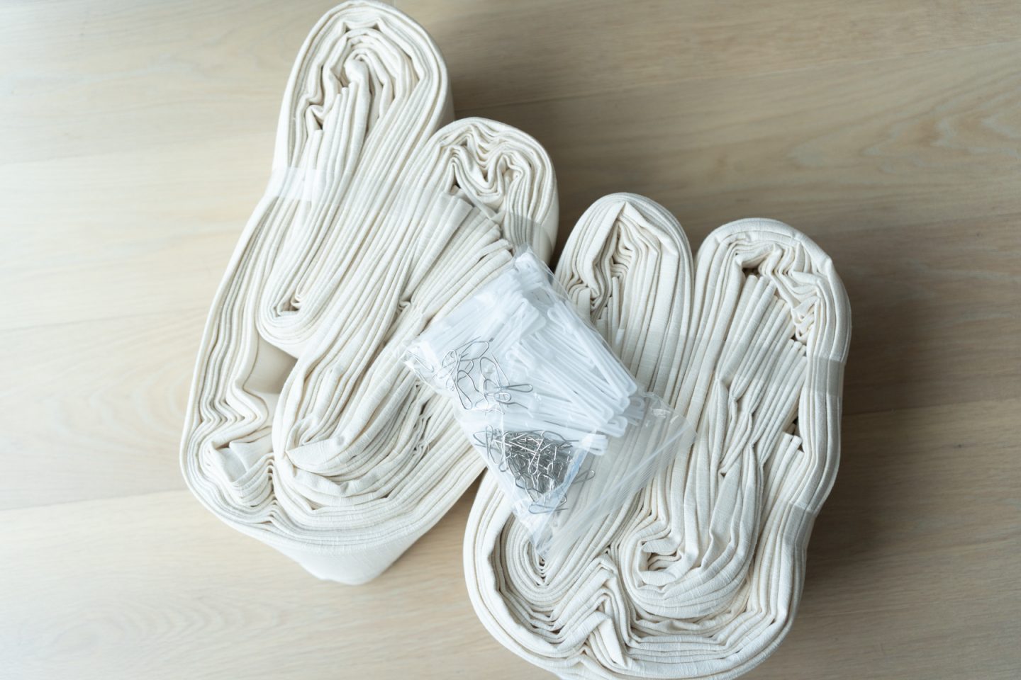 Pre-trained memory shape curtains are a must - they're ready to hang and give you the designer look right out of the box.